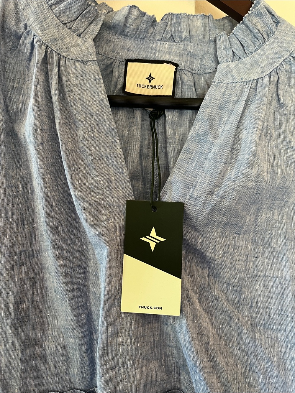 NWT Tuckernuck Light Wash Chambray Tiered Dress - Picture 3 of 6